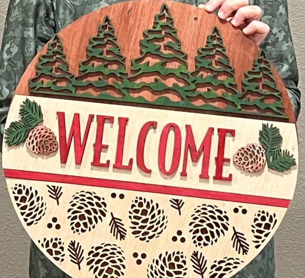 Welcome Pinecones Hanger (UNPAINTED)