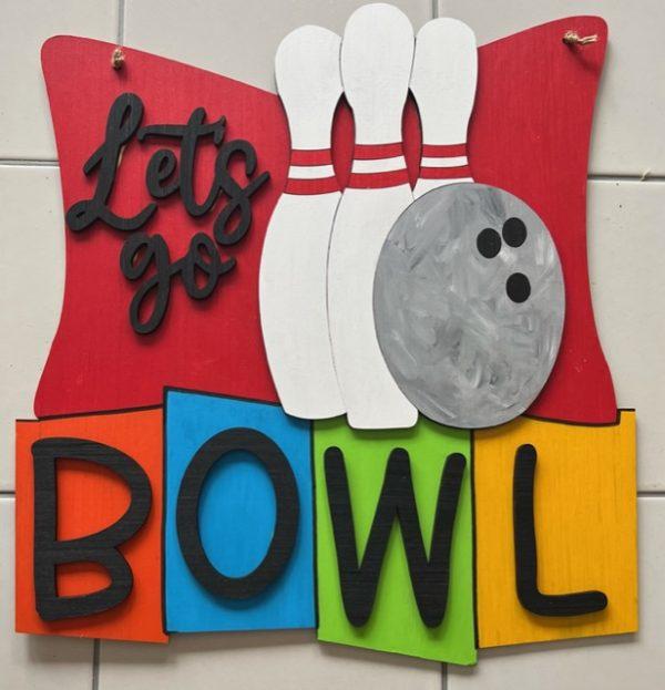 Lets Go Bowl Wood Hanger (painted)